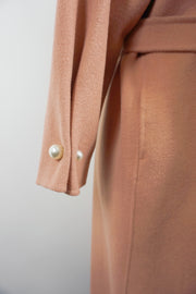 WWC-0723RP Rose Pink Pearl Button Luxury Style 100% Wool Coat