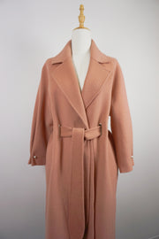 WWC-0723RP Rose Pink Pearl Button Luxury Style 100% Wool Coat