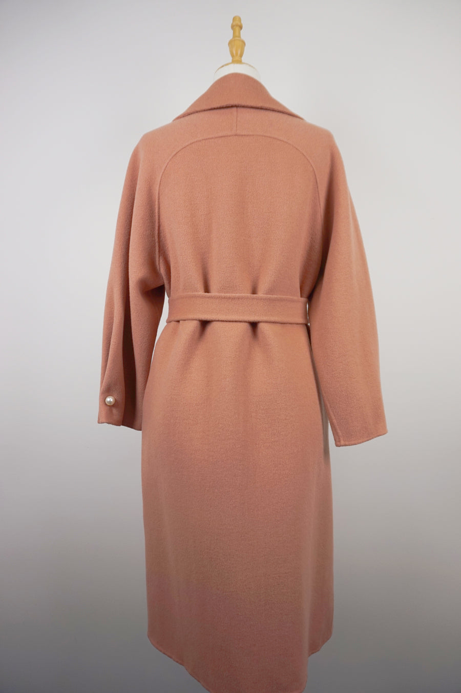WWC-0723RP Rose Pink Pearl Button Luxury Style 100% Wool Coat