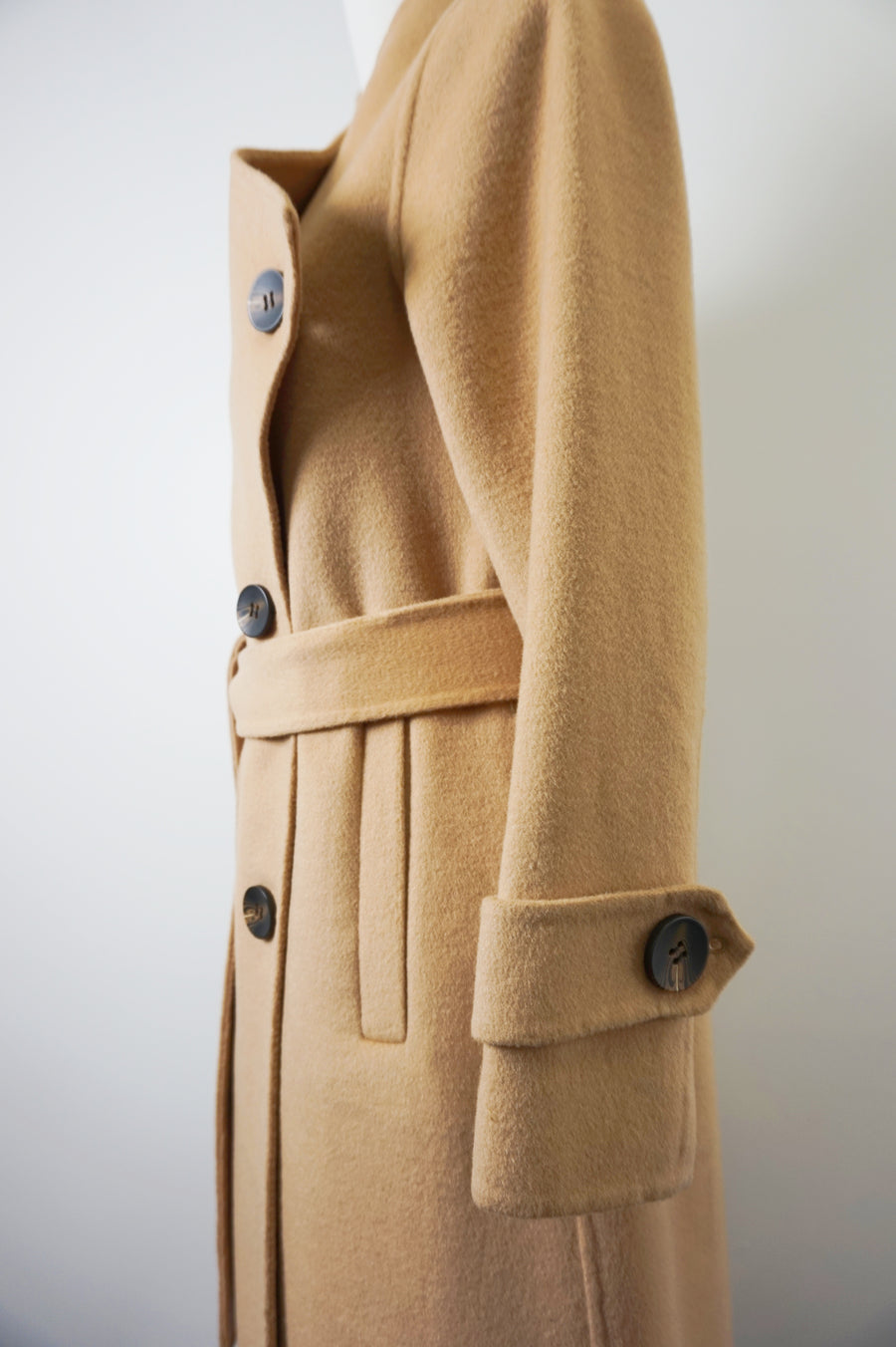 WWC-0723SMG-1 Camel Asymmetrical Wrap 100% Wool Coat