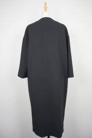 WWC-7092 Black Chic Style 50% Wool Coat with Red Real Fur Pockets