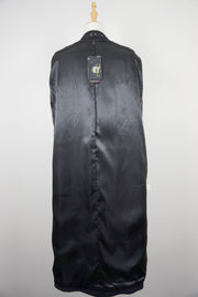 WWC-7092 Black Chic Style 50% Wool Coat with Red Real Fur Pockets