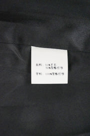 WWC-7092 Black Chic Style 50% Wool Coat with Red Real Fur Pockets