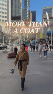 WCC-001613 Camel Artistic Style Sculptural Wrap Cashmere Coat
