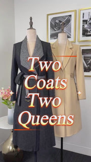 WWC-10138 Dark Grey Herringbone Chic Style Wool Coat